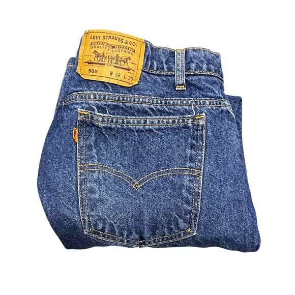 VTG Levis Orange Tab 505 Jeans Mens Labeled 38x30 MEASURING SMALL Straight USA - Picture 1 of 8